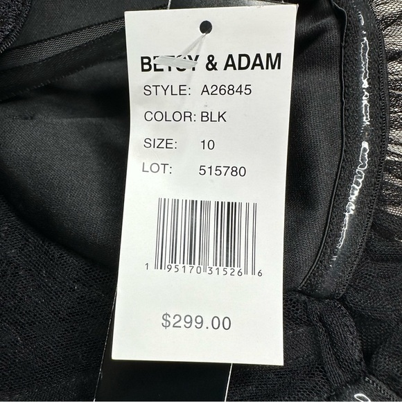 NWT  BETSY & ADAM “ANGELINA" LONG STRAPLESS MESH FLOOR LENGTH RUFFLE DRESS - Picture 8 of 10